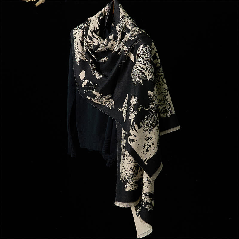 Buddha Stones Winter Coconut Tree Animals Pattern Tassel Cozy Scarf Shawl - image 8