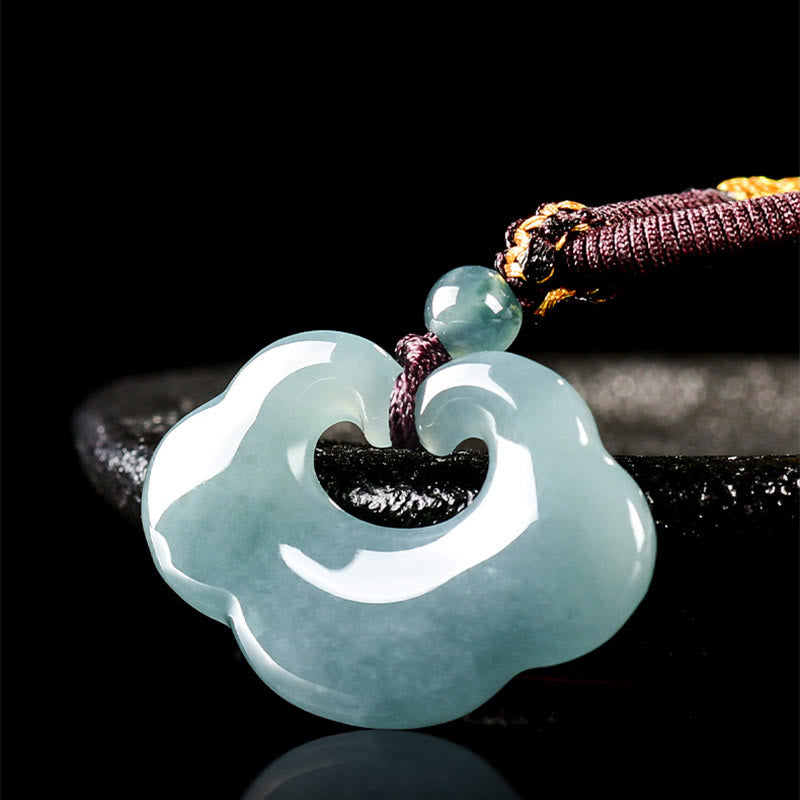 Buddha Stones Auspicious Ruyi Jade Luck Necklace String Pendant - image 9