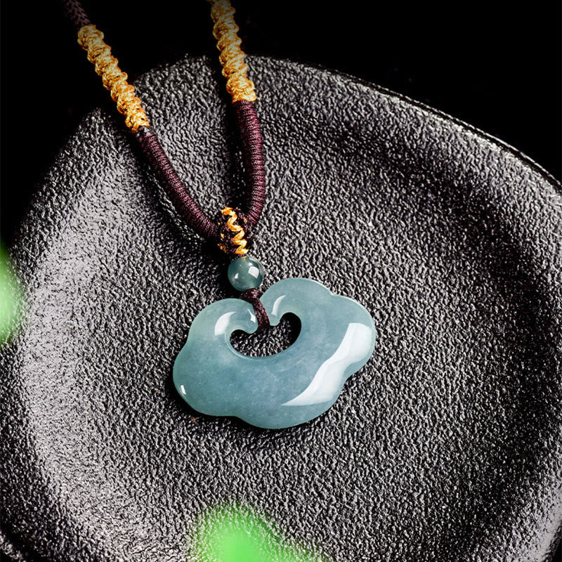 Buddha Stones Auspicious Ruyi Jade Luck Necklace String Pendant - image 2