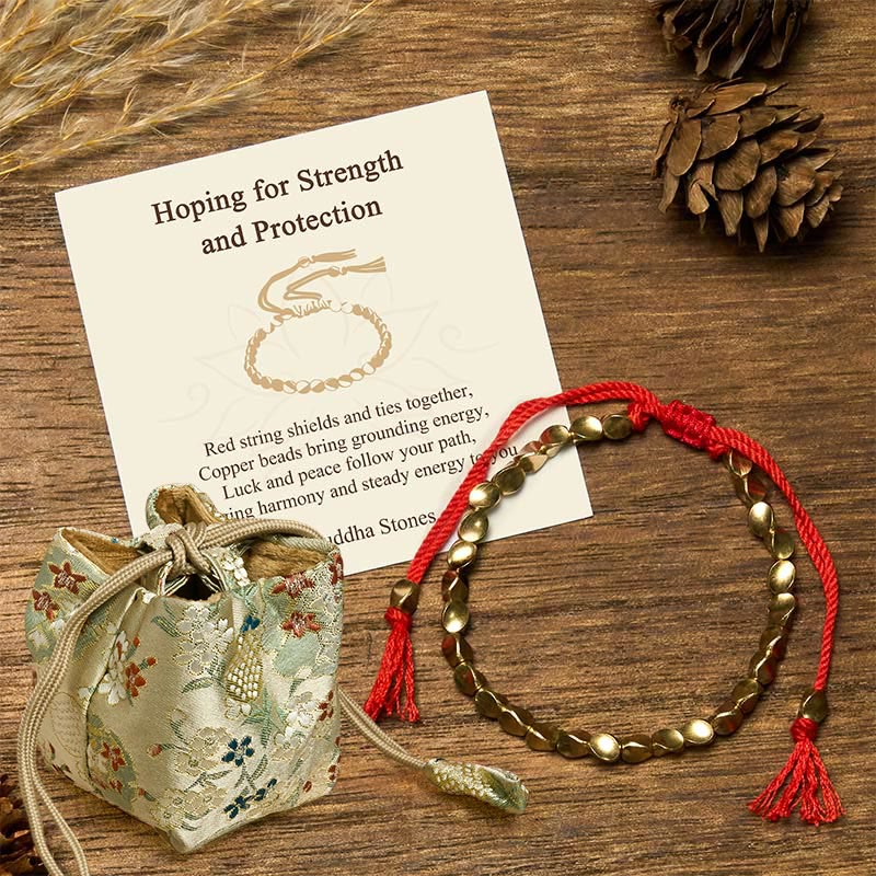 Buddha Stones "Hoping for Strength and Protection" Copper Beads Bracelet Includes Gift Message Card - Red rope - Deluxe Gift Bag (+$12.59) - image 4