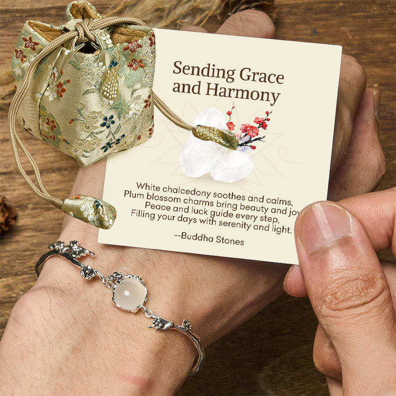 Buddha Stones "Sending Grace and Harmony"Plum Blossom Chalcedony Bracelet Includes Gift Message Card - Chalcedony(Positive♥Harmony) - Deluxe Gift Bag (+$12.59) - image 7