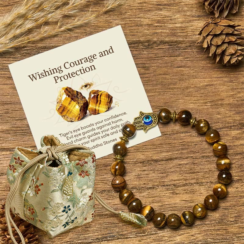 Buddha Stones "Wishing Courage and Protection" Tiger Eye Bracelet Includes Gift Message Card - Tiger Eye(Wrist Circumference: 17-19cm) - Deluxe Gift Bag (+$12.59) - image 5