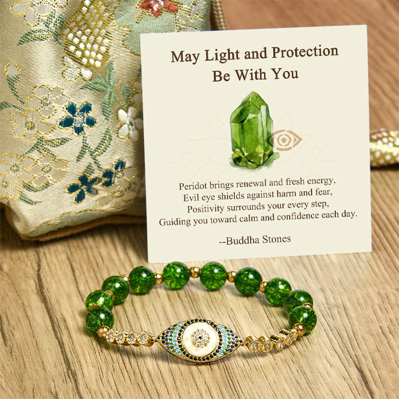 Buddha Stones "May Light and Protection Be With You" Peridot Bracelet Includes Gift Message Card - image 7