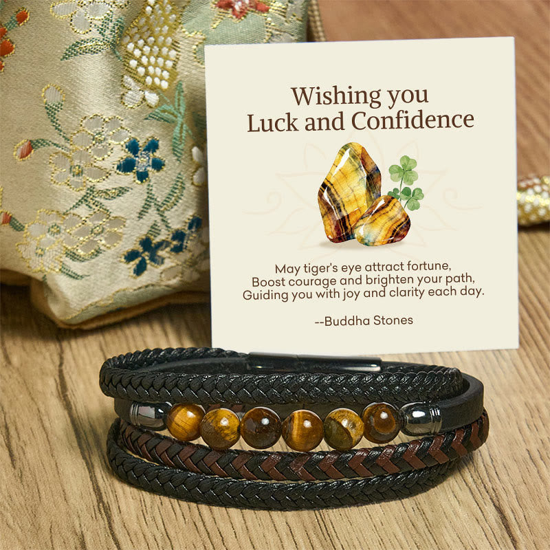 Buddha Stones "Wishing You Luck and Confidence" Tiger Eye Leather Includes Gift Message Card - image 6