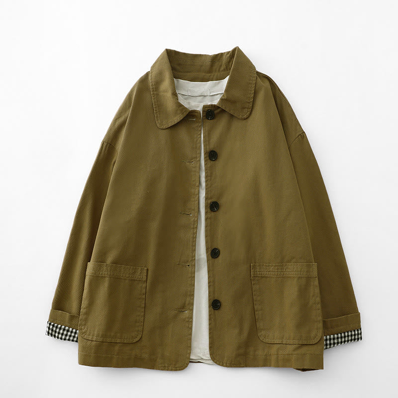 Buddha Stones Commute Patchwork Design Cotton Women's Jacket With Pockets - DarkGoldenrod - US8-10,UK/AU12-14,EU40-42 (2XL) - image 0