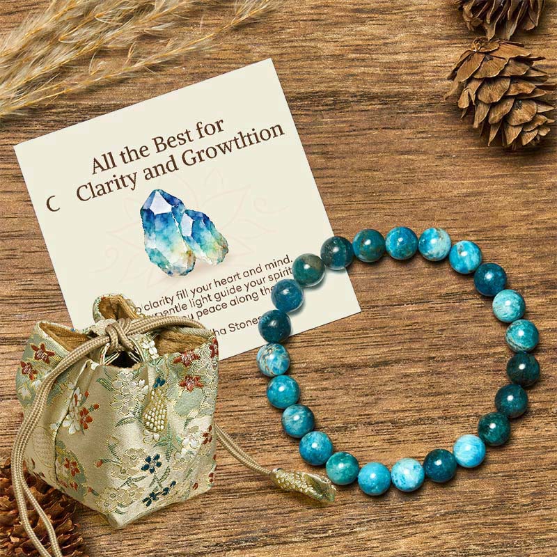 Buddha Stones "All the Best for Love and Harmony" Stone Quartz Bracelet Includes Gift Message Card - 8mm - Blue Apatite - Deluxe Gift Bag (+$12.59) - image 95