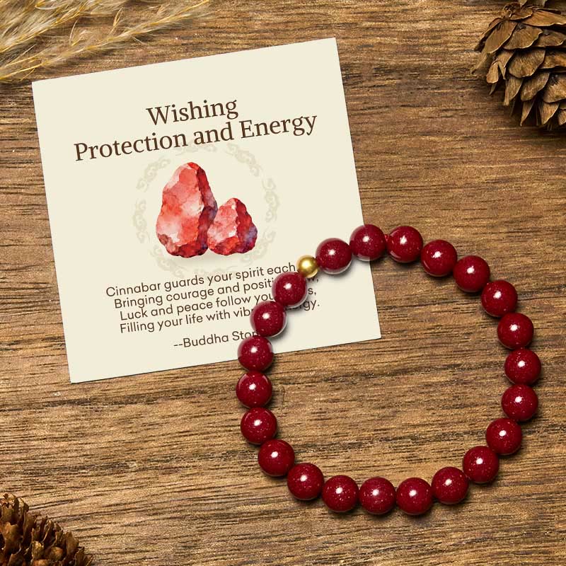 Buddha Stones "Wishing Protection and Energy" Cinnabar Bracelet Includes Gift Message Card - 8mm Cinnabar&5mm 925 Sterling Silver - Standard Gift Box - image 13