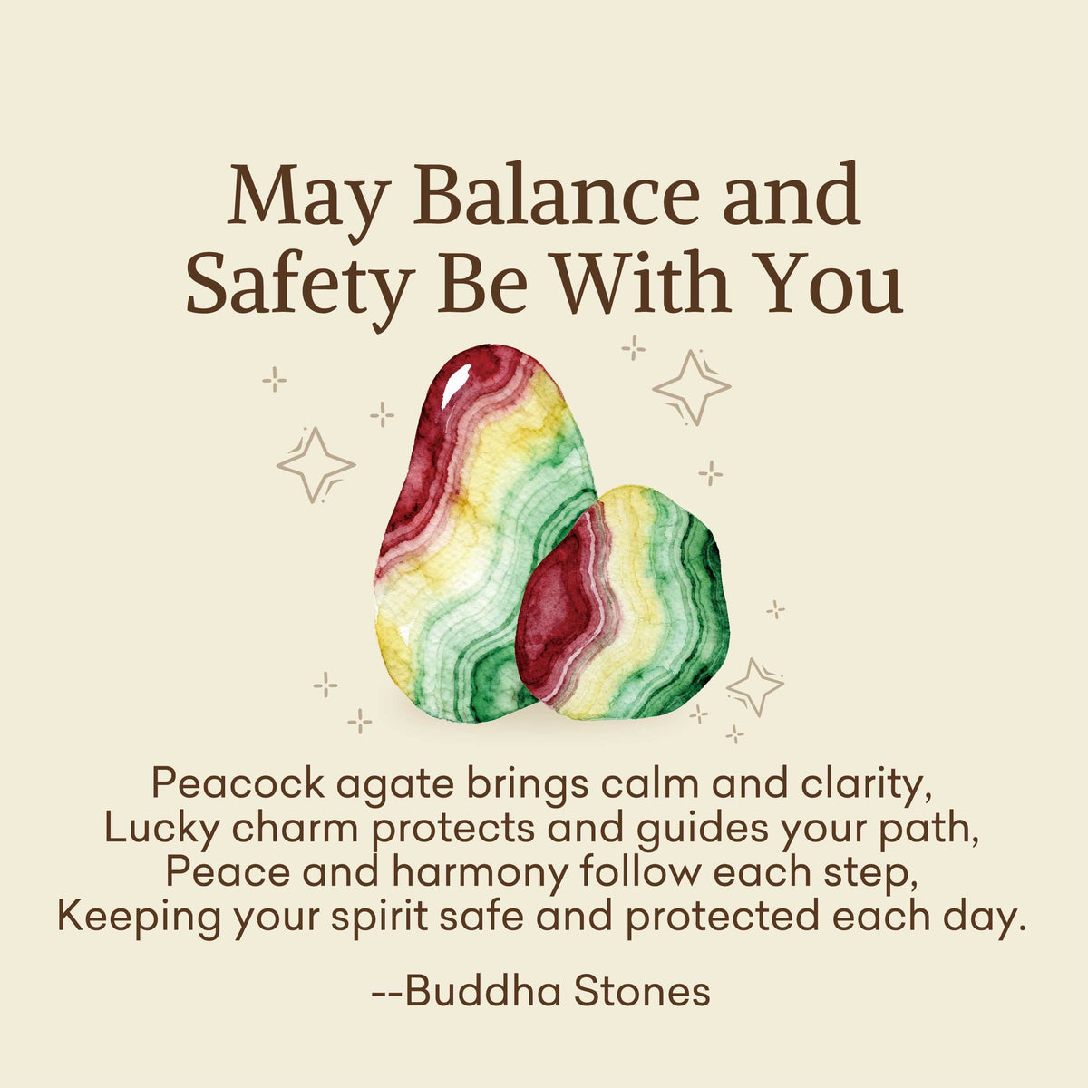 Buddha Stones "May Balance and Safety Be With You"Peacock Agate Bracelet Includes Gift Message Card - image 2