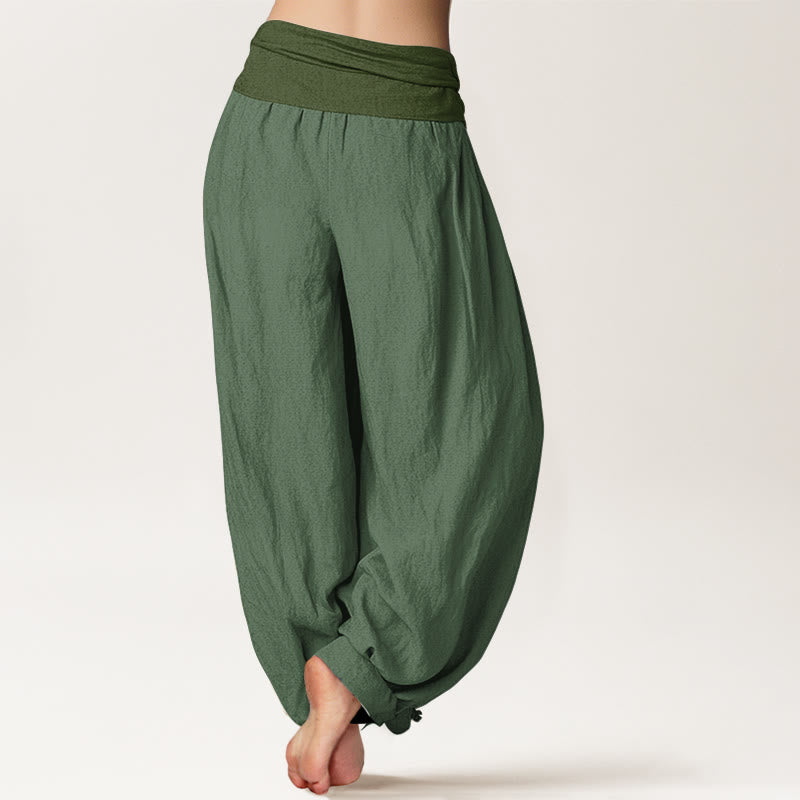 Buddha Stones SeaGreen Women's Pure Cotton Elastic Waist Harem Pants - image 1