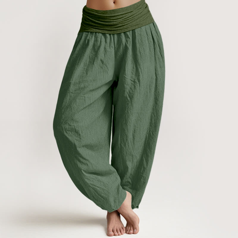 Buddha Stones SeaGreen Women's Pure Cotton Elastic Waist Harem Pants - SeaGreen - US16,UK/AU20,EU48 (3XL) - image 0