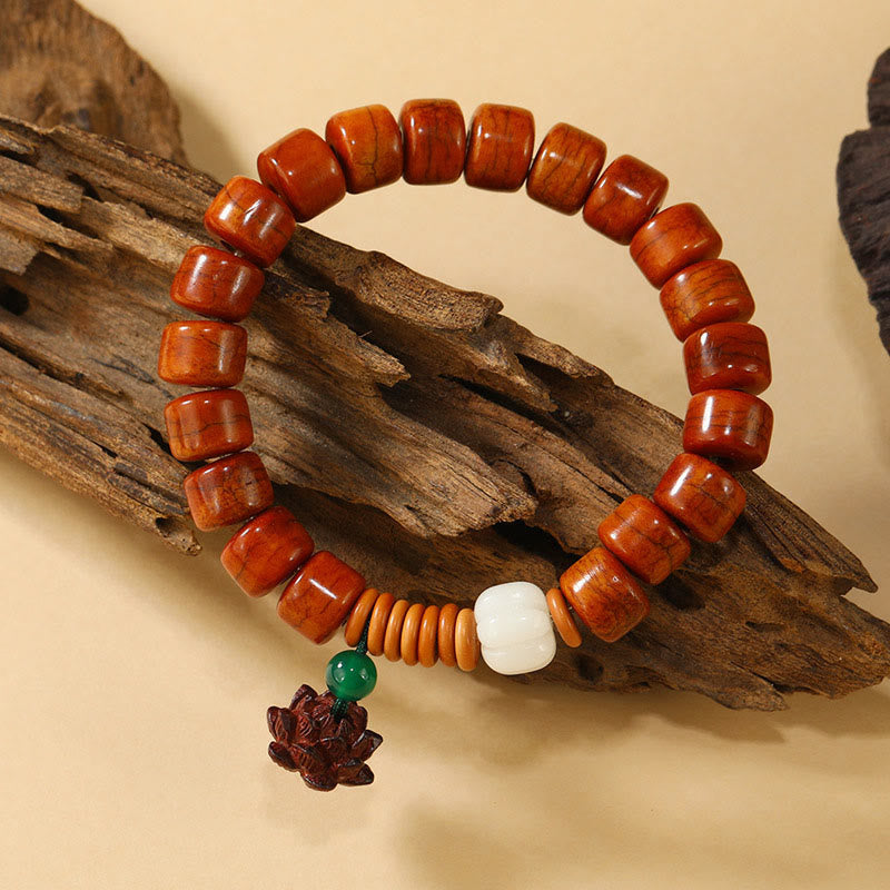 Buddha Stones Bone Beads Lotus Peace Buckle Design Enlightenment Bracelet - image 8