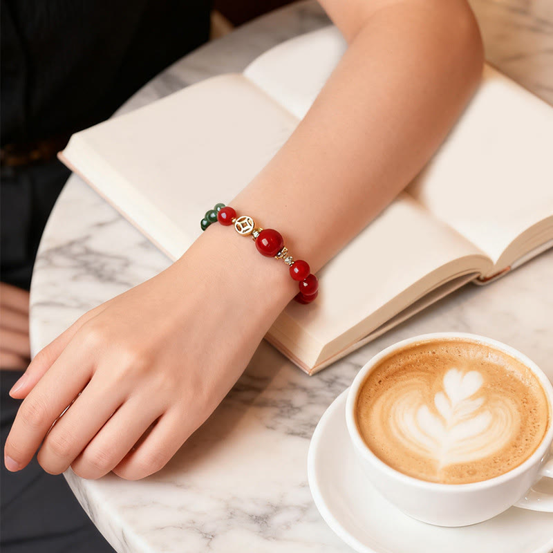 Buddha Stones Natural Red Agate Double Wrap Design Green Chalcedony Calm Bracelet - image 7