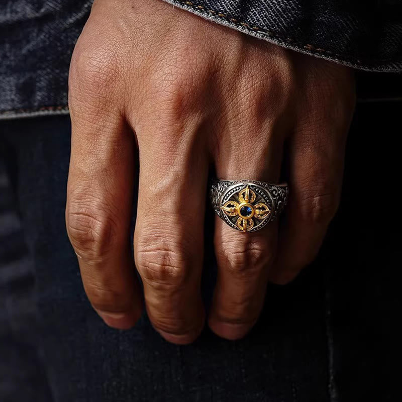FREE Today: Spiritual Power Tibetan Cross Design Vajra Auspicious Clouds Copper Adjustable Ring - image 4