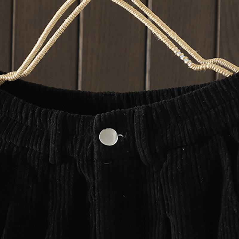 Buddha Stones Women's Winter Plain Corduroy High Waist Fleece-Lined Harem Pants With Pockets - image 13