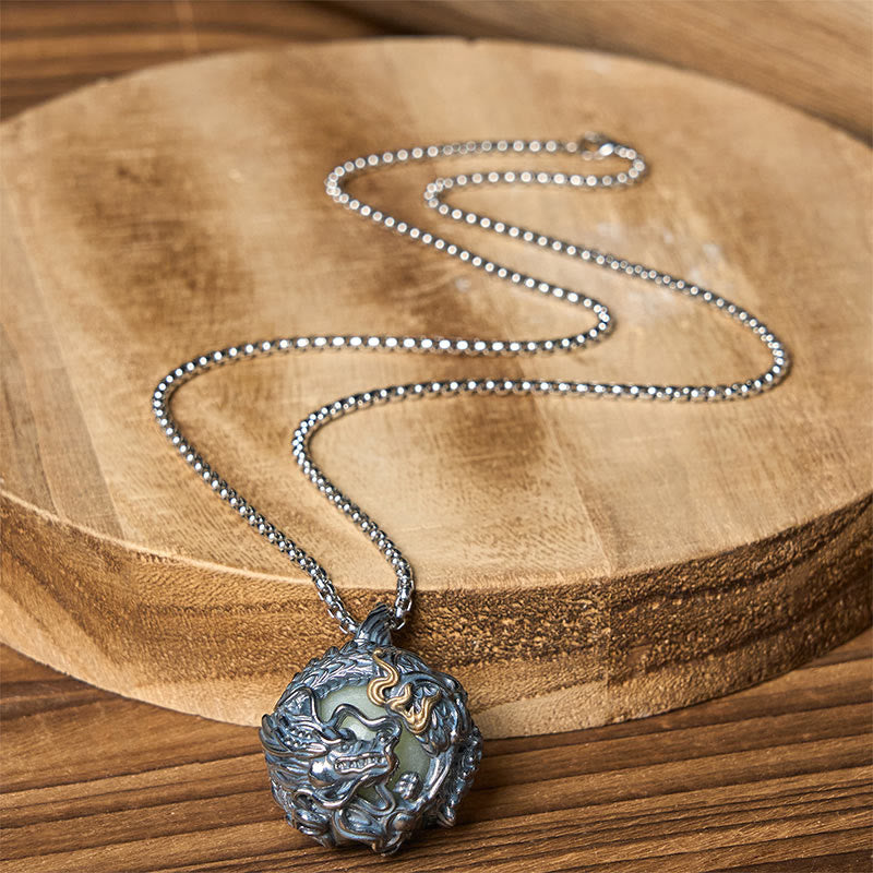 Buddha Stones Copper Dragon Surrounding Bead Strength Pendant Necklace - image 8