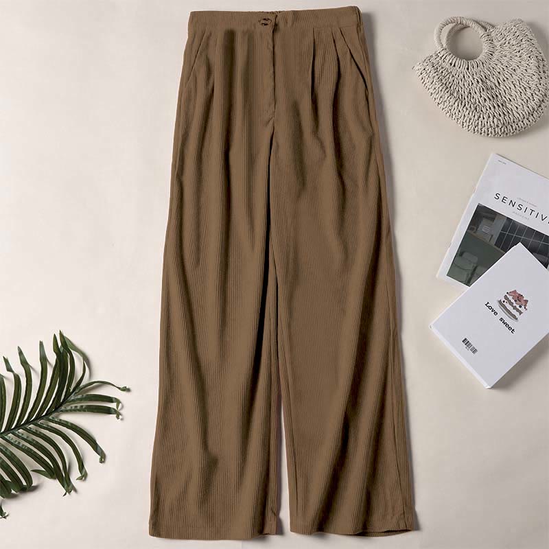 Buddha Stones Casual Corduroy Straight-leg Women's Pants With Pockets - DarkGoldenrod - US14,UK/AU18,EU46 (2XL) - image 0