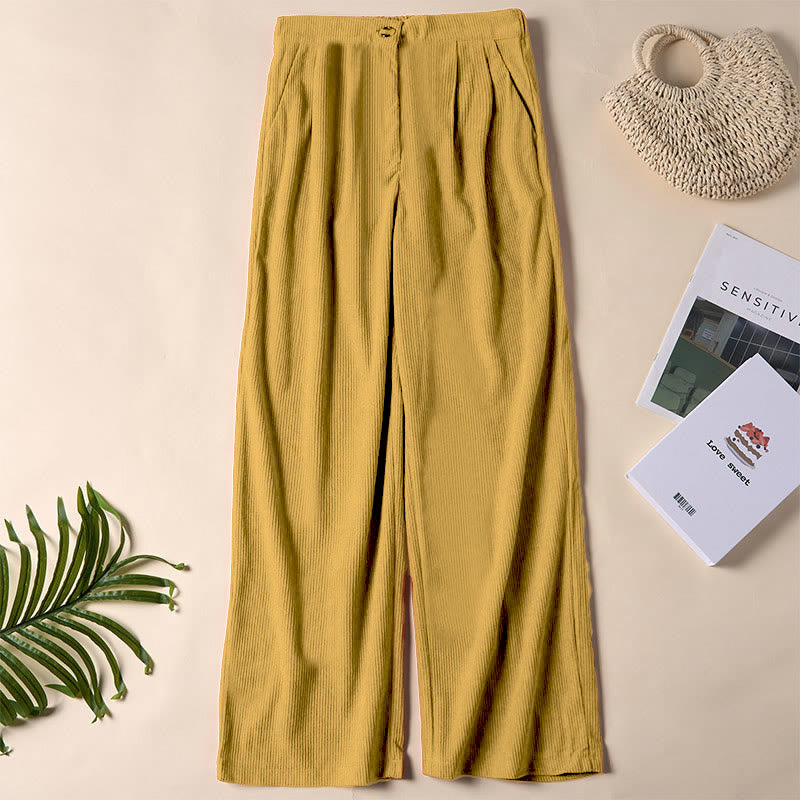Buddha Stones Casual Corduroy Straight-leg Women's Pants With Pockets - Goldenrod - US14,UK/AU18,EU46 (2XL) - image 14