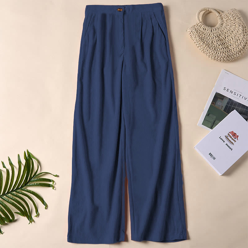 Buddha Stones Casual Corduroy Straight-leg Women's Pants With Pockets - Navy - US14,UK/AU18,EU46 (2XL) - image 21