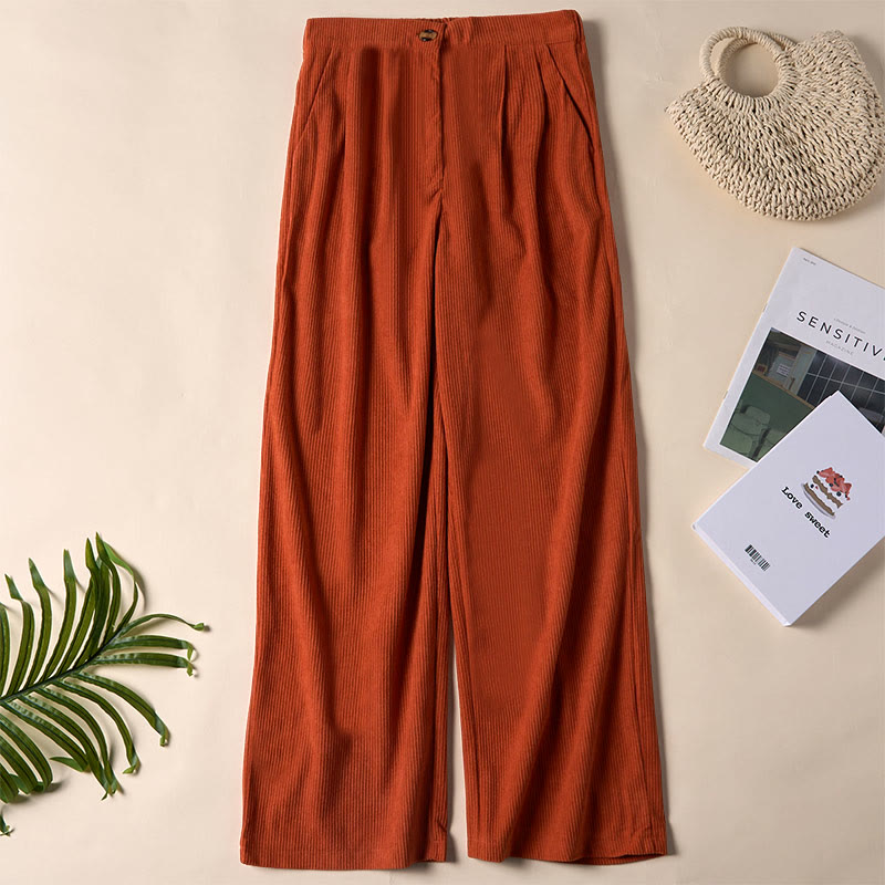 Buddha Stones Casual Corduroy Straight-leg Women's Pants With Pockets - Chocolate - US14,UK/AU18,EU46 (2XL) - image 26