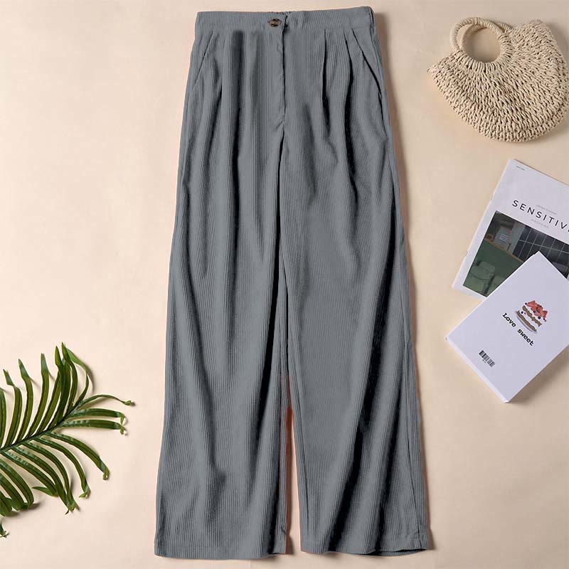 Buddha Stones Casual Corduroy Straight-leg Women's Pants With Pockets - Gray - US14,UK/AU18,EU46 (2XL) - image 34