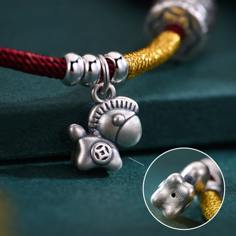 Buddha Stones 999 Sterling Silver Year Of The Horse Lucky Bead Protection Red Rope Bracelet - image 11