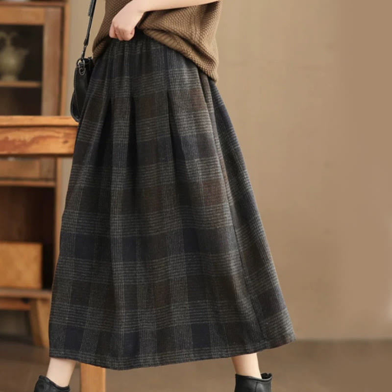 Buddha Stones Women's Winter Plaid Pattern Cotton Thermal 7-8 Length Skirt With Pockets - Gray - US6,UK/AU10,EU38 (XL) - image 15
