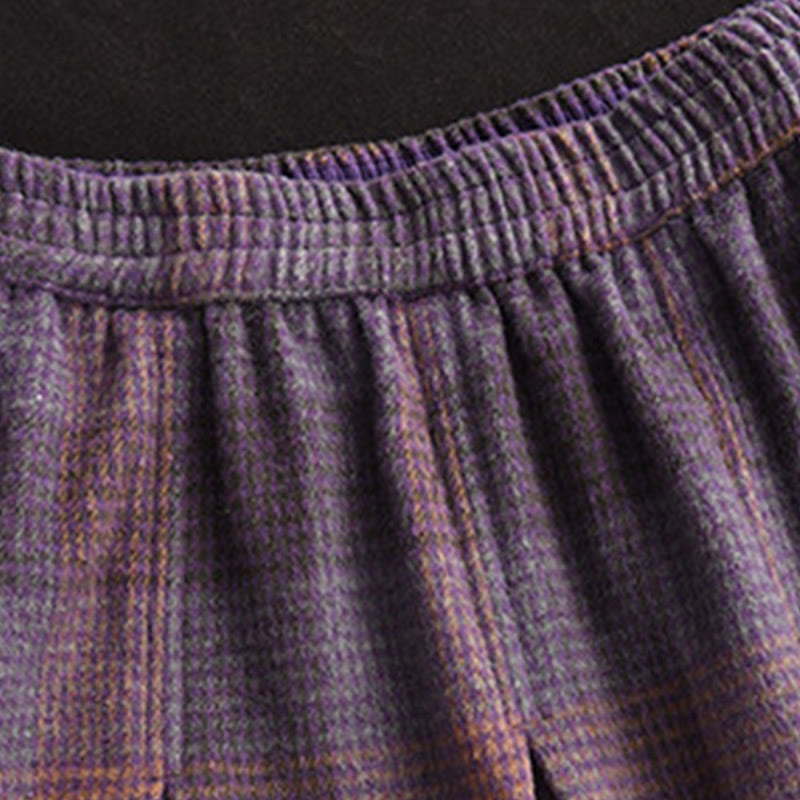 Buddha Stones Women's Winter Plaid Pattern Cotton Thermal 7-8 Length Skirt With Pockets - image 6