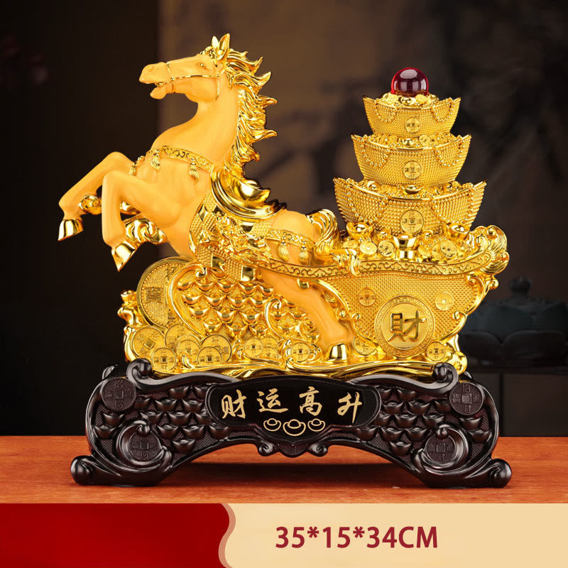 Buddha Stones "Good Fortune" Year of the Horse Treasure Bowl Ingots Wealth Resin Home Decoration - Horse Copper Coin 35*15*34cm - image 21