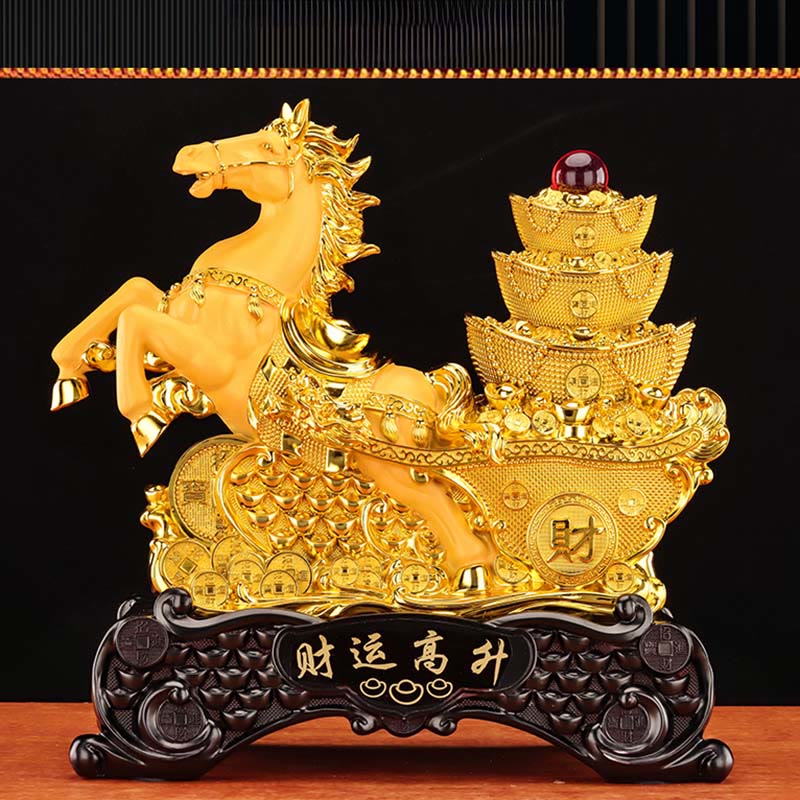 Buddha Stones "Good Fortune" Year of the Horse Treasure Bowl Ingots Wealth Resin Home Decoration - image 22