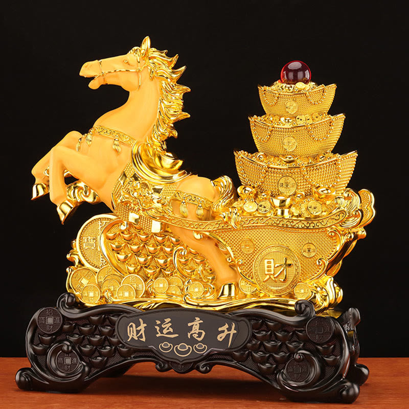 Buddha Stones "Good Fortune" Year of the Horse Treasure Bowl Ingots Wealth Resin Home Decoration - image 26