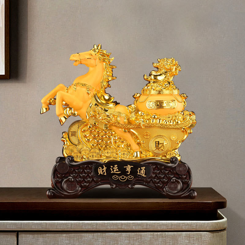 Buddha Stones "Good Fortune" Year of the Horse Treasure Bowl Ingots Wealth Resin Home Decoration - image 6