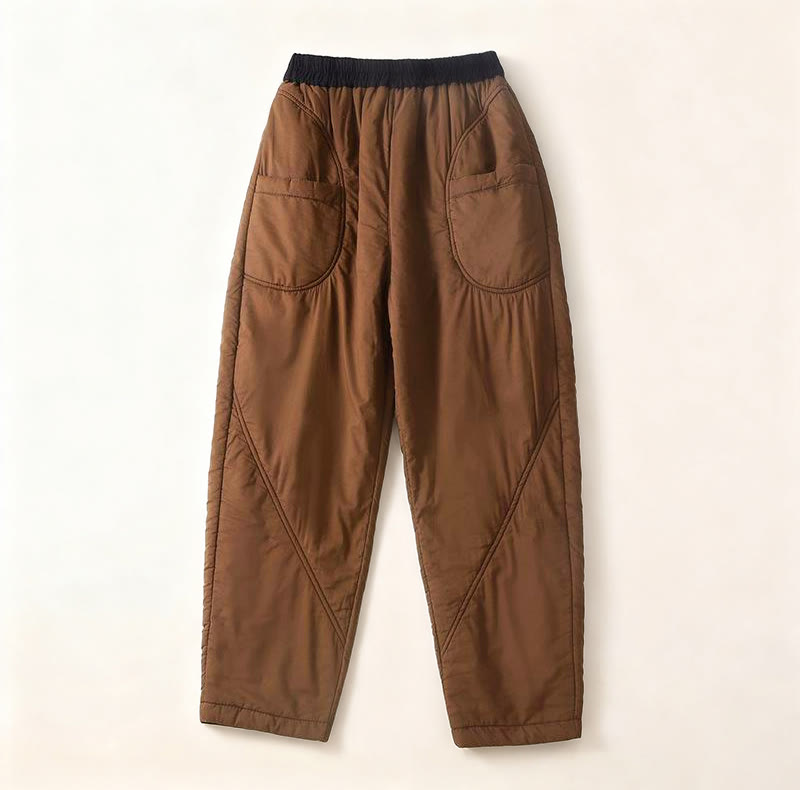 Buddha Stones Women's Winter Plain Elastic Waist Design Thickened Harem Pants With Pockets - Peru - US8-10,UK/AU12-14,EU40-42 (2XL) - image 0