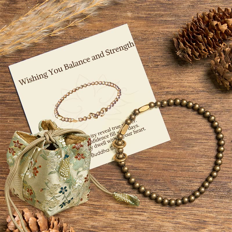 Buddha Stones "Wishing You Balance and Strength" Brass Bracelet Includes Gift Message Card - 20-21cm - Deluxe Gift Bag (+$12.59) - image 7