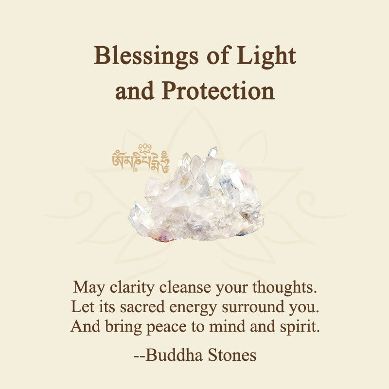 Buddha Stones "Blessings of Light and Protection" White Crystal Bracelet Includes Gift Message Card - image 2
