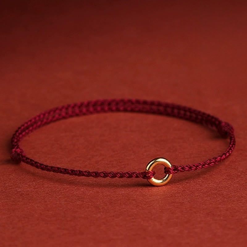 Buddha Stones Small Peace Buckle Red String Connection Braided Adjustable Bracelet Anklet - image 1