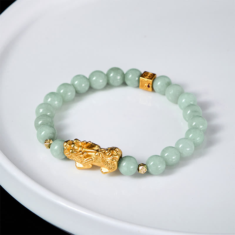 Buddha Stones Golden Pi Xiu Charm Jade Luck Prosperity Beaded Bracelet - image 4