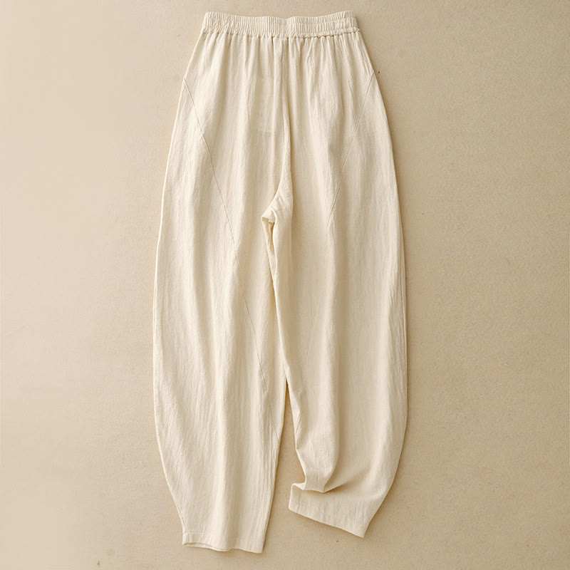 Buddha Stones Fall Solid Color Patchwork Simple Design Women's Wide Leg Pants With Pockets - Beige - US8-10,UK/AU12-14,EU40-42 (2XL) - image 1