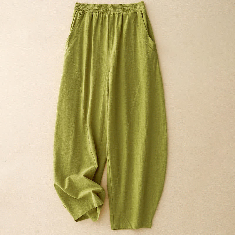 Buddha Stones Fall Solid Color Patchwork Simple Design Women's Wide Leg Pants With Pockets - Goldenrod - US8-10,UK/AU12-14,EU40-42 (2XL) - image 7