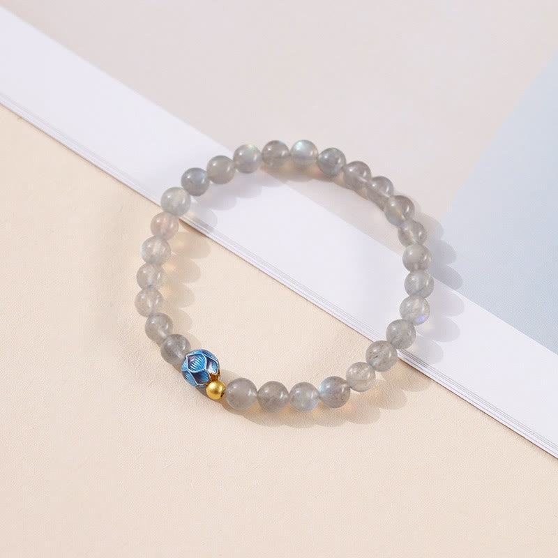 Buddha Stones Natural Moonstone Lotus Love Charming Bracelet - image 1