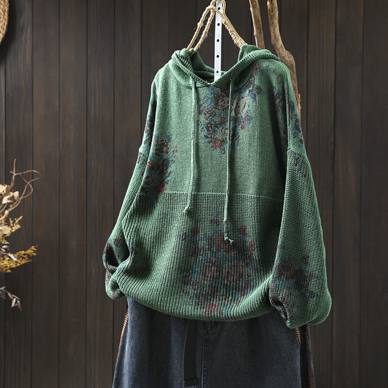 Buddha Stones Women's Knitted Floral Long Sleeve Hooded Sweater - MediumSeaGreen - US4-6,UK/AU8-10,EU36-38 (F) - image 10