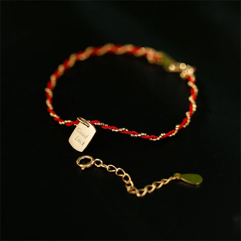 Buddha Stones 925 Sterling Silver Red String Good Luck Bracelet - image 1