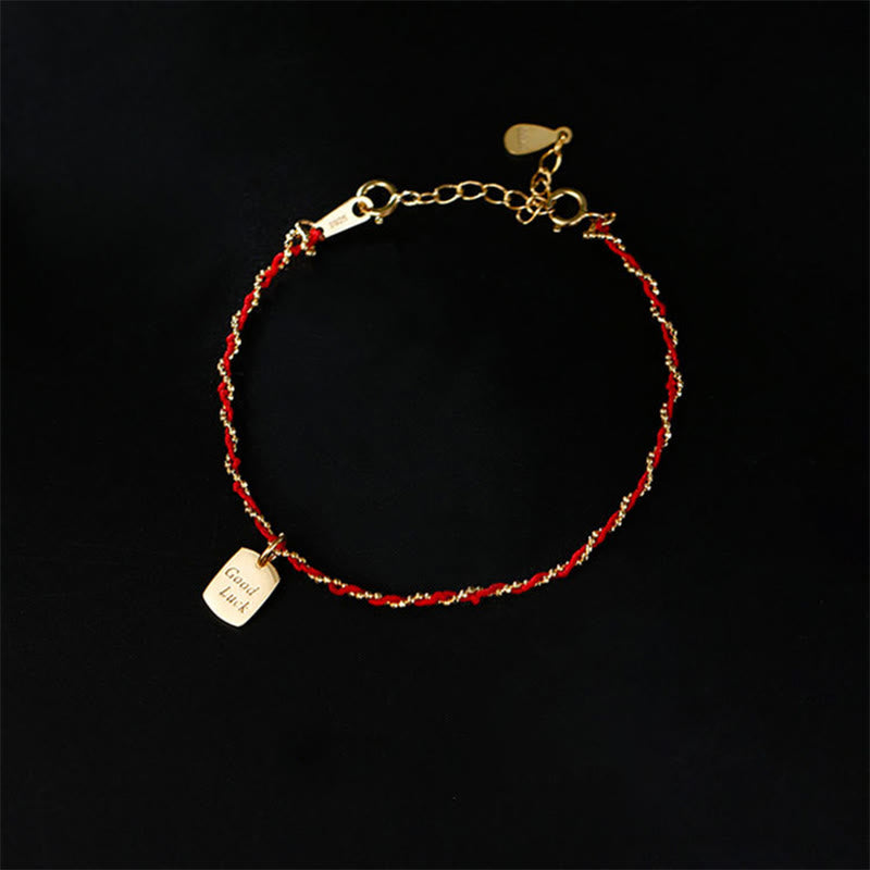 Buddha Stones 925 Sterling Silver Red String Good Luck Bracelet - Red String & 925 Sterling Silver(Wrist Circumference: 22-26cm) - image 0