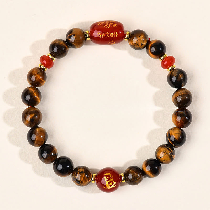 Buddha Stones 12 Chinese Zodiac Natural Tiger Eye Red Agate Protection Bracelet - 8mm(Wrist Circumference 14-16cm) - Monkey - image 16