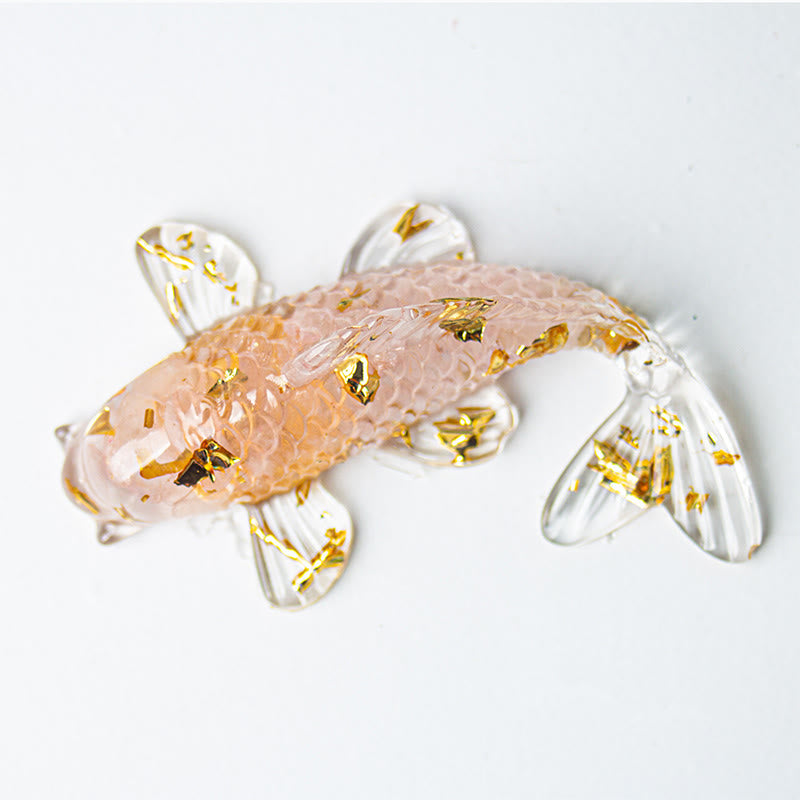 Buddha Stones Koi Fish Crystal Chip Epoxy Resin Luck Decoration - Pink Crysta(60*40*20mm) - image 10