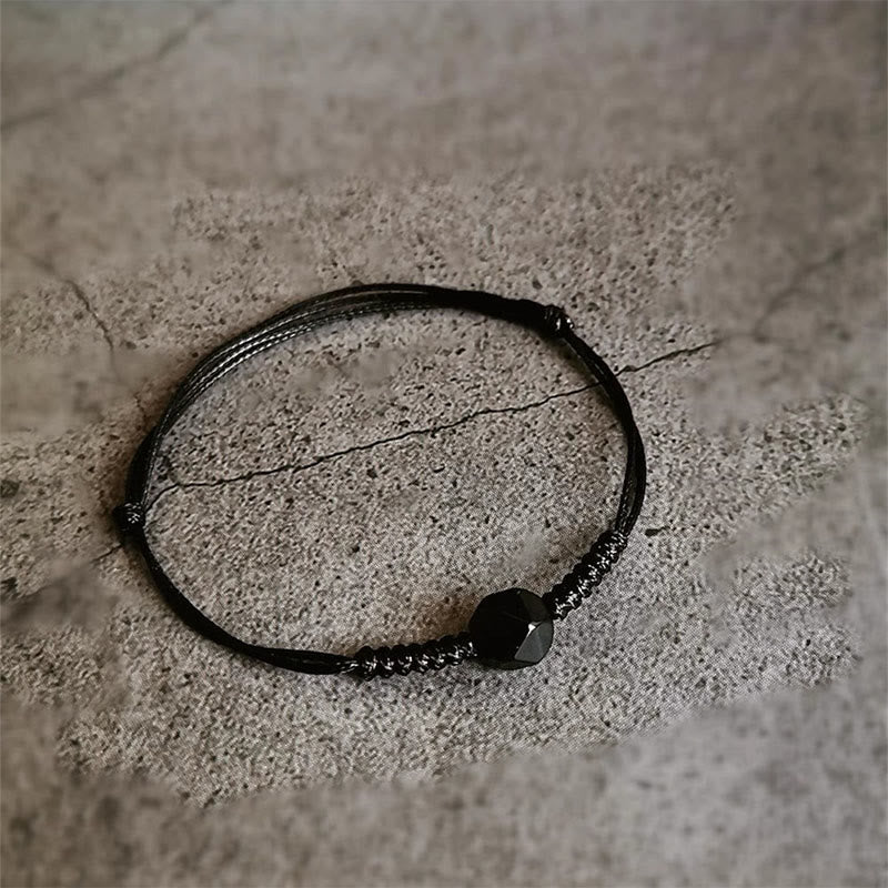 Buddha Stones Natural Black Obsidian String Braided Strength Bracelet - image 7