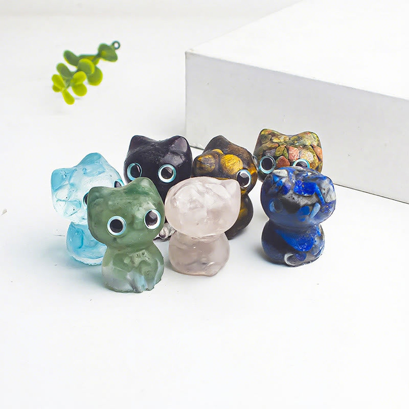 Buddha Stones Crystal Drip Resin Small Cat Purification Decoration Statue - image 28