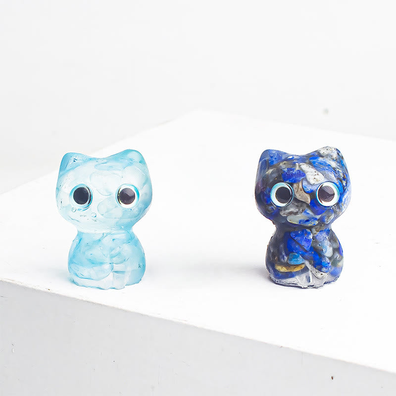 Buddha Stones Crystal Drip Resin Small Cat Purification Decoration Statue - image 27