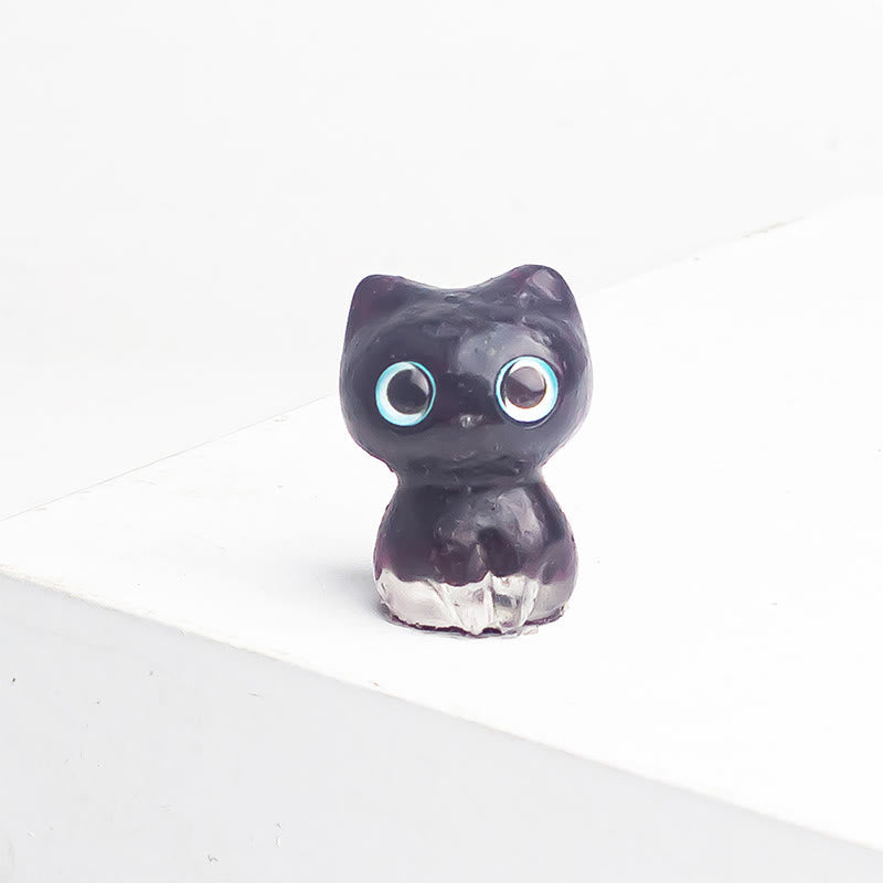 Buddha Stones Crystal Drip Resin Small Cat Purification Decoration Statue - image 1