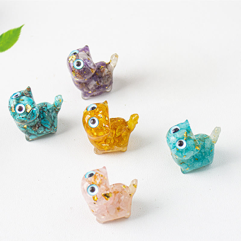 Buddha Stones Crystal Drip Resin Small Cat Serenity Fulfilment Decoration Statue - image 30