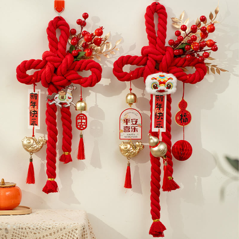 Buddha Stones Year of the Horse Dancing Lion Fu Character Chinese Knotting Fortune Decoration - image 18